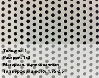 Лист перфорированный 1 1х2 оцинкованный Rv 1.75-2.5